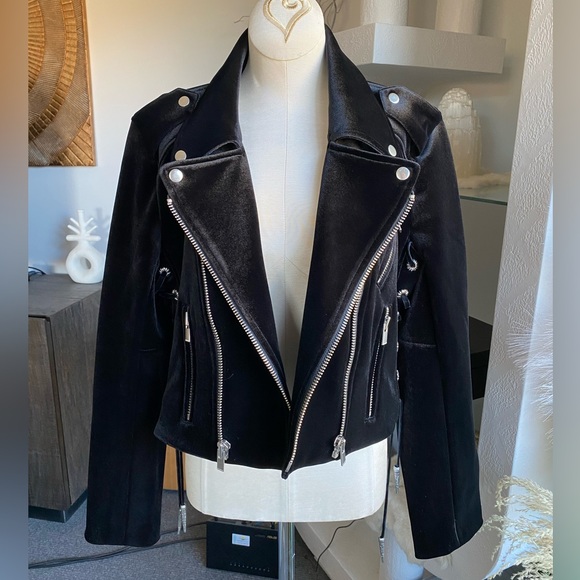 New The Kooples Velvet Lace Up Biker Jacket chrome hearts allsaints zara leather - Picture 5 of 16